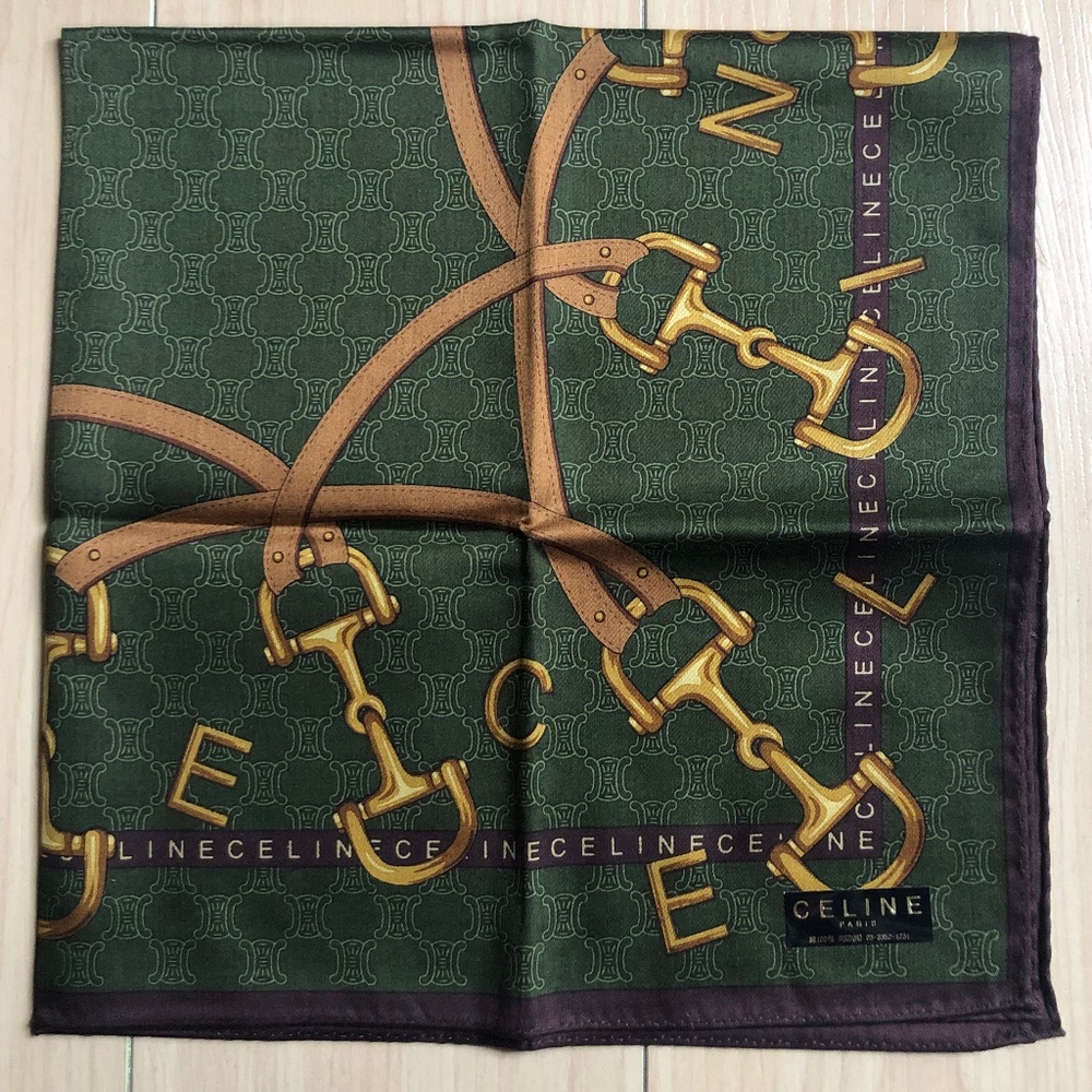 New Vintage CELINE Handkerchief Scarf Pocket Square Classic Macadam Logo